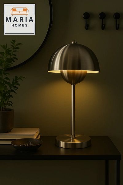 MARIA HOMES Brushed Metal Dome Desk Lamp