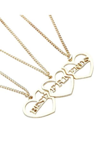 SYGGY Set of 3 BFF chains, best friends, gold, 45 cm