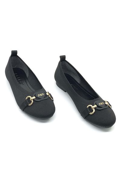 Kocamanlar Ayakkabı Feles Tiriko Buckle Detailed Women's Ballerina Shoes Black