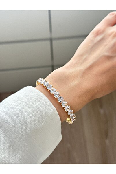 YOUES JEWELRY 316l Çelik Zirkon Taşlı Kalp Desenli Ayarlanabilir Bileklik