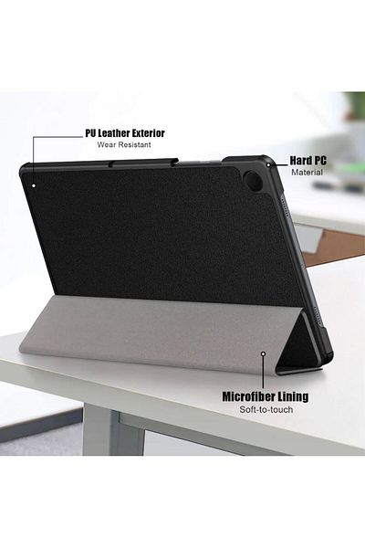 REDz Accessories Shockproof Protective Case For Samsung Galaxy Tab A9, Leather Look, Foldable, Black