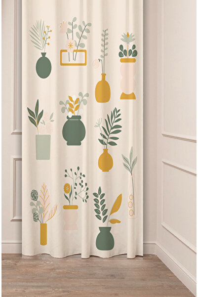 GREENDECOR Vase Flowers Leaf Pastel Bohemian Special Design Digital Printed (...