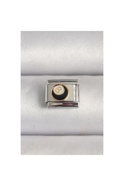 maarketim 316L Steel Silver Color 8 Ball Engraved Nomination Charm