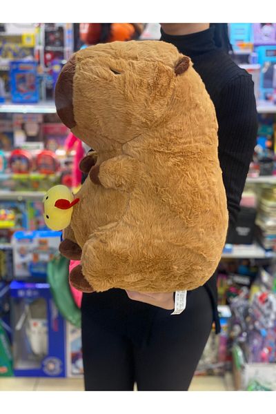 JPT Capybara toy 50cm large plush with mechanical rooster reel