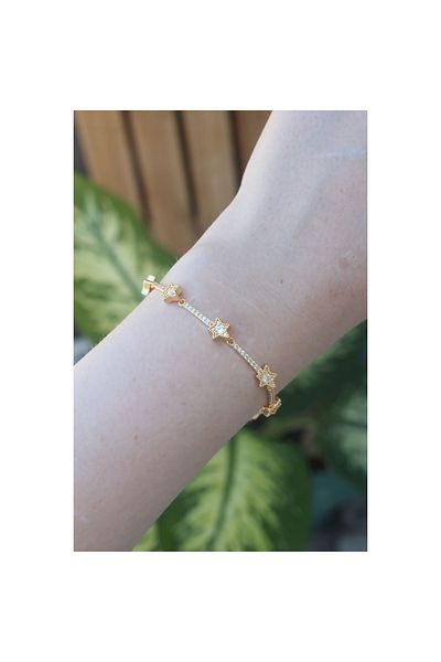 maarketim Vip Series Brass Zircon Stone Gold Color Halley Model Bracelet