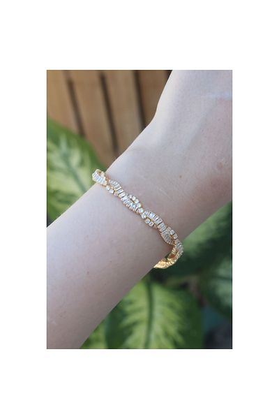 maarketim Vip Series Brass Zircon Stone Gold Color Spiral Model Bracelet