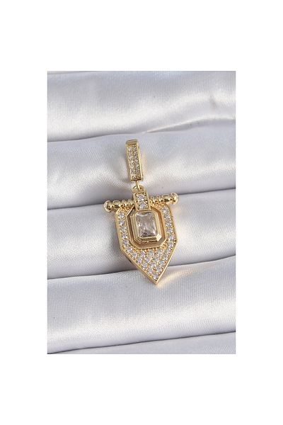 maarketim Brass Gold Color Baguette Zircon Stone Ajda Charm