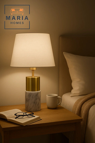 MARIA HOMES Modern Marble and Gold Table Lamp