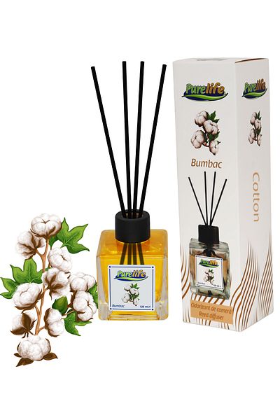 PureLife Purelife room freshener with sticks, 120 ml, Cotton