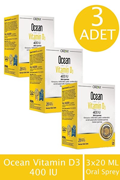 Ocean humanlife Vitamin D3 400 IU Oral Sprey 20 ml 3 ADET
