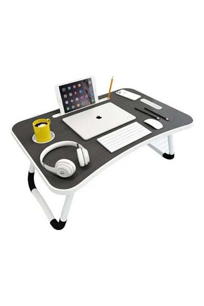 Modern home Foldable Laptop Table With Cup Holder Combination Material Multicolour