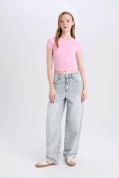 DeFacto Γυναικείο T-shirt Crew Neck Basic Pink E0287ax/pn614