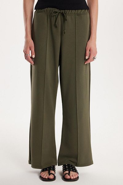 Tudors Women's Modal Fabric Slim Fit Slim Fit Elastic Waist Lace up Khaki Trousers