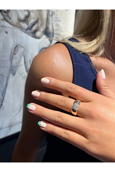 Asteria Jewelry Kgkg ليلى خاتم ذهبي اللون كيمت سيريناي الدائري