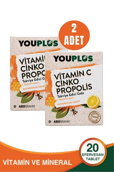 Seddar Collection Youplus Vitamin C Zinc Propolis 20 Effervescent Tablets 2 Pieces