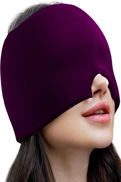 SEVENHILLSTURKEY Migraine and Headache Relief Headgear, Hot and Cold Compress Hat, Ice Pack Bandage(Purple)