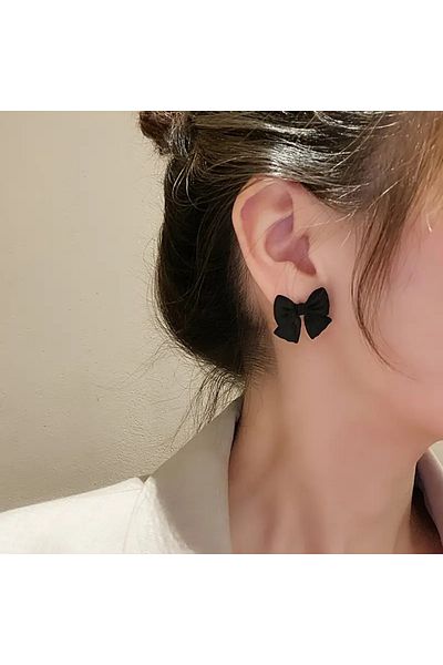 HDCreativeDesign 1 Pair Black Bow Earrings