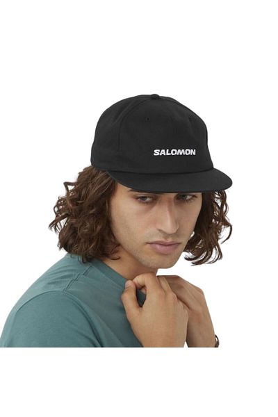 Salomon قبعة مسطحة على شكل حرف U للرجال قبعة سوداء للرجال Lc2528100