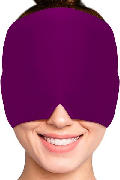 SEVENHILLSTURKEY Migraine and Headache Relief Headgear, Hot and Cold Compress Hat, Ice Pack Bandage(Purple)