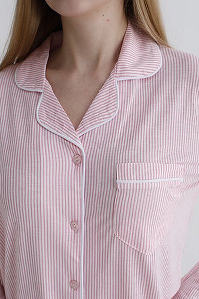Reyhanlar Women's Bamboo Front Buttoned Long Sleeve Seasonal Home Wear Pajama Set