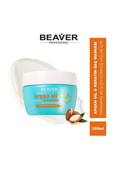 Beaver Argan & Keratin Saç Maskesi 250ml | Yoğun Onarım, Parlaklık, Keratin Bakım