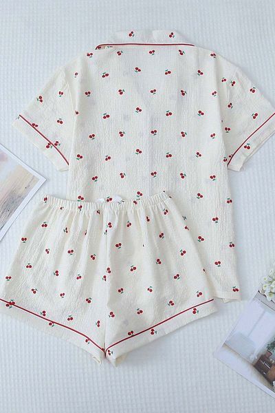 Merry See Special Knitted Fabric Printed Short Sleeve Pajama Set with Shorts
