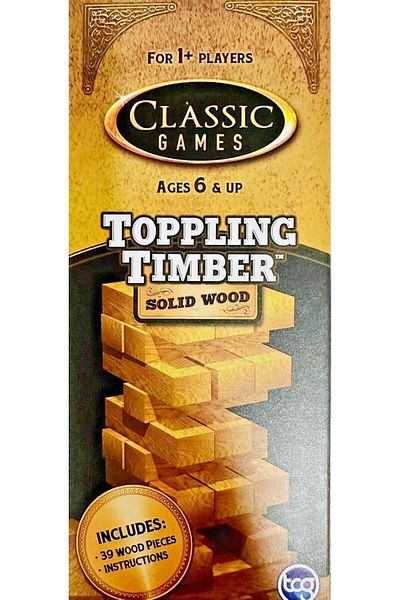 TCG Classic Games Toppling Timber Solid Wooden Blocks Tower Gaming With 39 Wood Blocks For Kids