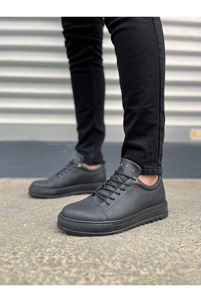 Joy Ayakkabı JY152 Cool Lace-up Skin Ανδρικά καθημερινά αθλητικά κλασικά παπούτσια CST - Μαύρα