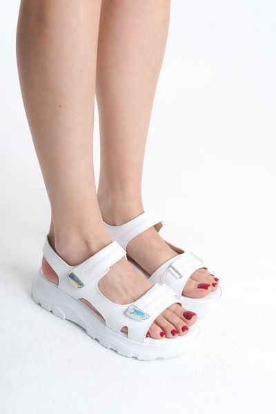 Joy Ayakkabı LAMIA Velcro Orthopedic Sole Γυναικεία Σανδάλια CBT - Λευκό