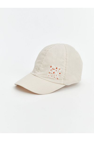 LC Waikiki Beige Embroidered Go Play Printed 100% Cotton Boy's Cap Hat