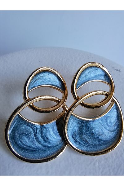 BHR AKSESUAR Turquoise Pearlescent Round Earrings
