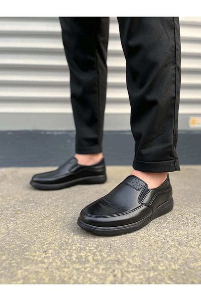 Joy Ayakkabı Jy0410 Classique Laceless Skin Men's Daily Classic Shoes Cst - Black