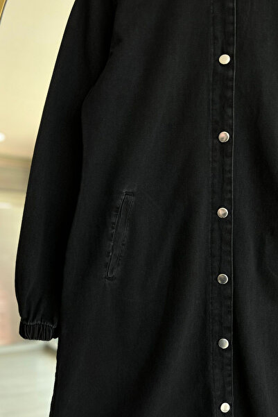 Bold Grup Women's Black Denim Buttoned Pocket Jeans Cap