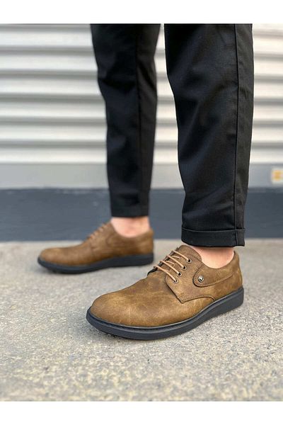 Joy Ayakkabı JY0610 Clasico Lace-Up Skin Ανδρικά καθημερινά κλασικά παπούτσια CST - Camel