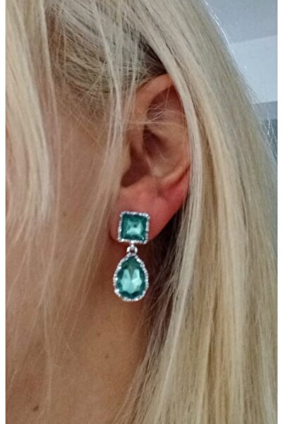 mos&more Yeşil Taşlı Gümüş Kadın Küpe