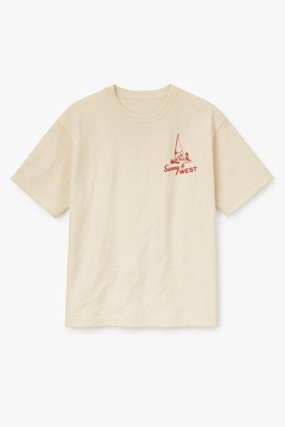 Altair Tr Beige Color Oversize Sunny & West Printed Unisex T-Shirt T-Shirt