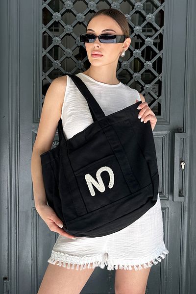 VAGGON Women's Black Pocket Detailed Cloth Bag V00029-B