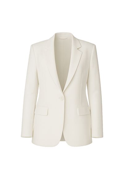 VAGGON Women's White Lined Button Closure Blazer Jacket V00004-C