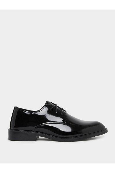 Styli Solid Almond Toe Lace Up Derby Shoes
