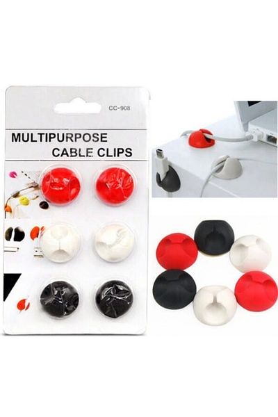 lunavisore Adhesive Cable Fixer Organizer 6 Pack (2 White-2 Red-2 Black)