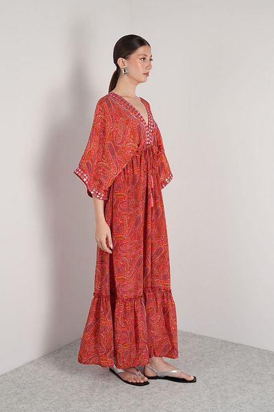 NAVAJO Indian Silk Dress Red Standard Size