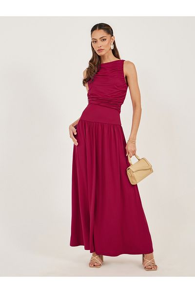 Styli Red Sleeveless A-Line Maxi Dress