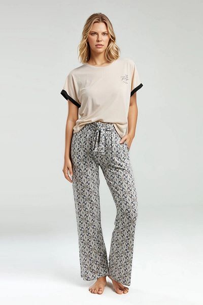 Pierre Cardin Set de pijamale pentru femei din bumbac modal cu mâneci scurte și pantaloni cu buzunare