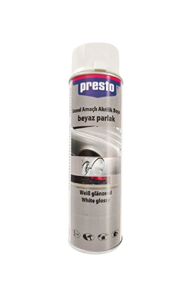 Presto Parlak Beyaz Akrilik Sprey Boya 500 Ml.