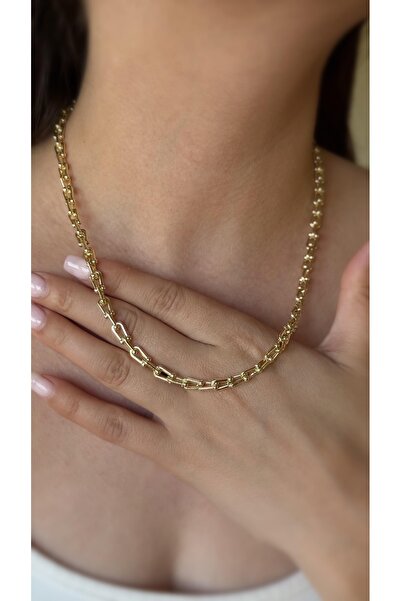 Soles 14 Ayar altın rengi trend model Çelik kolye