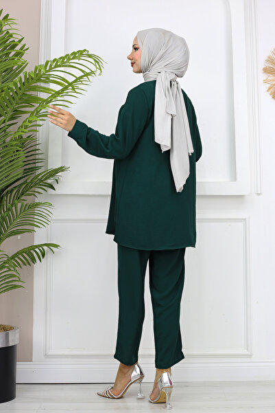 Kirazca Butik Women's Stone Detailed Studded Shirt Pants Double Set