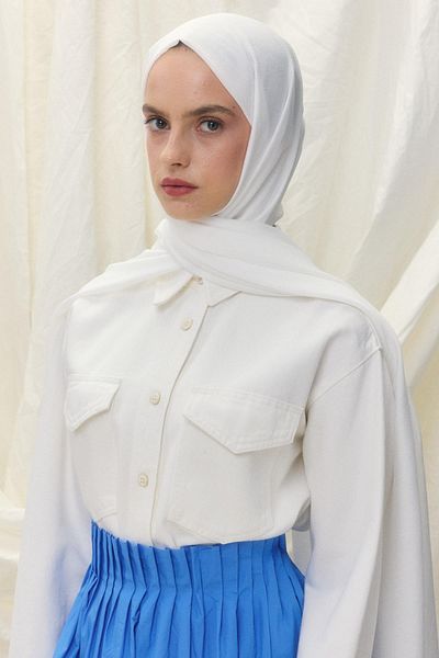 Fenza Paris Silk White Color Cotton Shawl