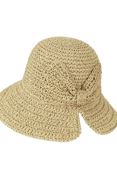 bacc Beige Hand Knitted Bow Straw Hat Bcnsv-2514527