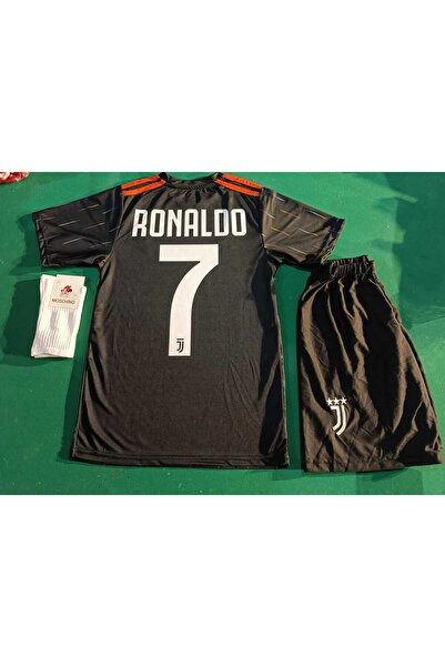 Genel Markalar JUVENTUS 2021/22 SEZONU RONALDO 7 SİYAH ÇOCUK FUTBOL FORMA 3 L...