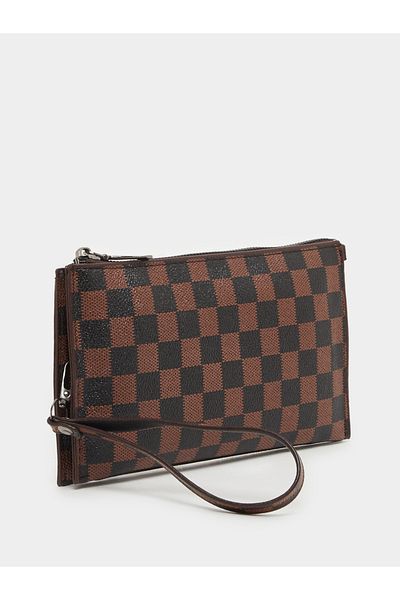 Styli Brown Checkered Handbag